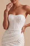 Corset Shortless Bodycon Scintillant Body-Estate Petite Robe Blanche