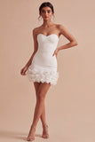 Petite robe Sweetheart Bodycon White 3D Flowers