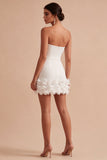 Petite robe Sweetheart Bodycon White 3D Flowers