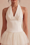 Mini-robe corset à volants blancs à volants en ligne à dos nus