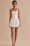 Simple A Ligne Spaghetti Bretelles Petite Robe Blanche