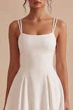 Simple A Ligne Spaghetti Bretelles Petite Robe Blanche