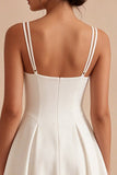 Simple A Ligne Spaghetti Bretelles Petite Robe Blanche