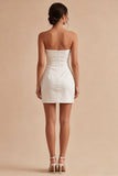 Robe blanche Bodycon, Bodycon, Froncée et Bustière, avec fente