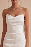 Robe blanche Bodycon, Bodycon, Froncée et Bustière, avec fente