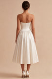 Robe Midi en satin corset White Sweetheart A Line