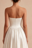 Robe Midi en satin corset White Sweetheart A Line