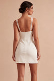 Bodycon robe mini blanche à bretelles fines découpées