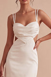 Bodycon robe mini blanche à bretelles fines découpées