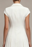 Robe blanche à boutons simples à boutonnage à revers cranté A Line Short Blazer