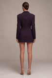 Robe courte blazer noire à revers pointiérés à boutonnage simple