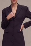 Robe courte blazer noire à revers pointiérés à boutonnage simple