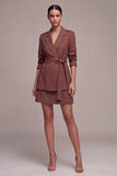 Robe courte d’affaires double boutonnage à revers de Desert Rose Desert Rose avec ceinture