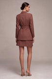 Robe courte d’affaires double boutonnage à revers de Desert Rose Desert Rose avec ceinture