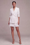 Robe courte d’affaires double boutonnage à revers blancs à boutonnage double avec ceinture