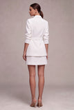 Robe courte d’affaires double boutonnage à revers blancs à boutonnage double avec ceinture