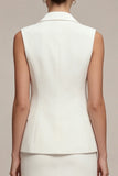 Robe d’affaires blanche courte en deux pièces à revers cranté, coupe slim à simple boutonnage