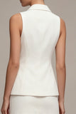 Robe d’affaires courte blanche à simple boutonnage à revers cranté, coupe fine, deux pièces