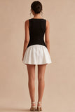 Mini-robe en satin noir et blanc A Line