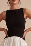 Mini-robe en satin noir et blanc A Line