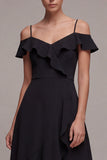 Robe noire Cold Shoulder A Line High Low Little Black avec volants