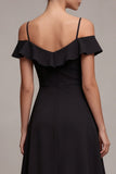 Robe noire Cold Shoulder A Line High Low Little Black avec volants