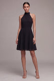 Petite robe noire simple à col montant A Line