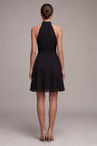 Petite robe noire simple à col montant A Line