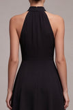 Petite robe noire simple à col montant A Line