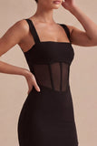 Corset à col carré Petite robe noire moulante