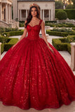 Robe de bal Corset rouge à sequins robe Quinceañera