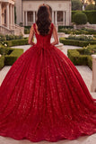 Robe de bal Corset rouge à sequins robe Quinceañera