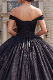 Robe de bal corset noir à épaules décollées robe Quinceañera