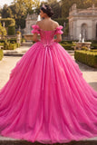 Robe de bal perlée à perles en fuchsia