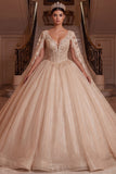Robe de bal corset à col en V champagne avec manches cape