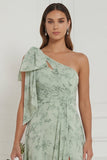 Robe de demoiselle d’honneur en ligne fleurie Sage poussiéreuse avec une épaule et une épaule