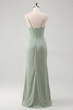 Robe de demoiselle d’honneur Corset sage Sirène à bretelles fines à bretelles fines avec fente