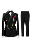 Costumes de bal pour hommes double boutonnage vert foncé en revers pointé