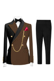 Costumes de bal pour hommes double boutonnage vert foncé en revers pointé