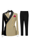 Costumes de bal pour hommes double boutonnage vert foncé en revers pointé