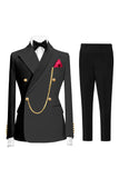 Costumes de bal pour hommes double boutonnage vert foncé en revers pointé