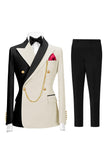 Costumes de bal pour hommes double boutonnage vert foncé en revers pointé