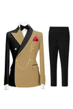 Costumes de bal pour hommes double boutonnage vert foncé en revers pointé