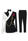Costumes de bal noirs double boutonnage double boutonnage noir à revers pointé deux pièces