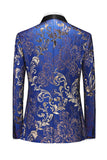 Costumes de mariage homme à revers bleus en châle bleu en trois pièces à un bouton.