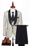 Costumes de mariage homme à revers bleus en châle bleu en trois pièces à un bouton.