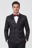 Costumes de mariage double fois en châle et revers noirs à double boutonnage