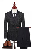 Costumes de mariage double fois en châle et revers noirs à double boutonnage