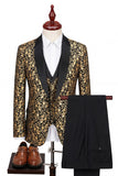 Costumes de bal pour hommes à revers châle noir à un bouton, imprimés à trois pièces,