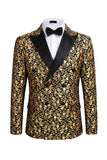 Costumes de mariage noirs double boutonnage à double boutonnage imprimé pour hommes